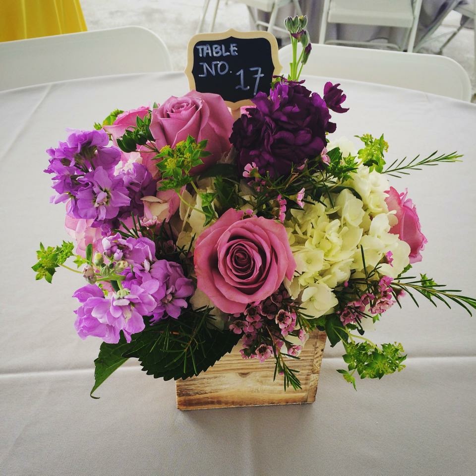 Country Purple Garden Centerpiece
