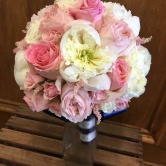 Pink, white with touch of Navy