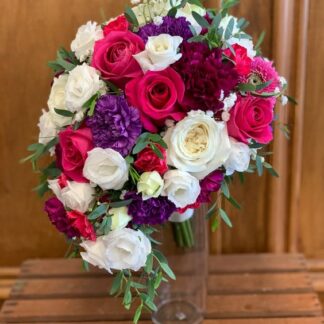 Hot pink, White & Purple Cascading Bouquet