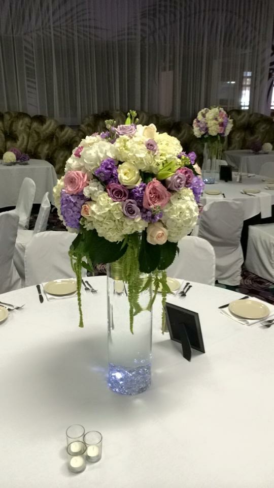 Tall Lavender Lights Centerpiece