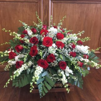 Lutz Red Distinction Casket Spray