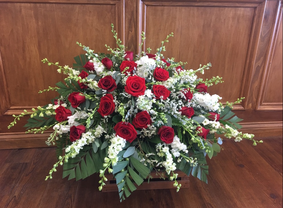 Lutz Red Distinction Casket Spray