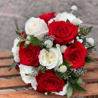 White & Red Rose Bouquet
