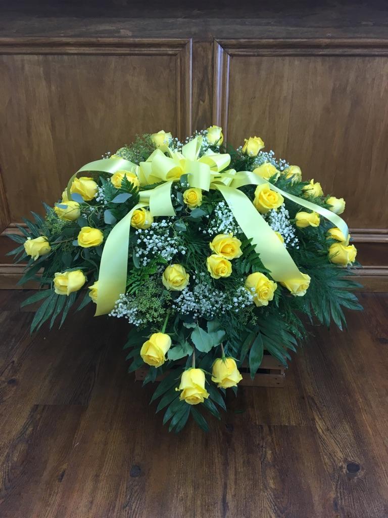 Lutz Yellow Rose Casket Spray