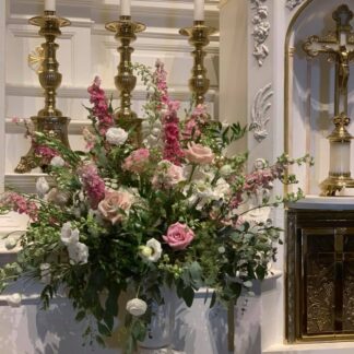 Boho pink alter arrangement