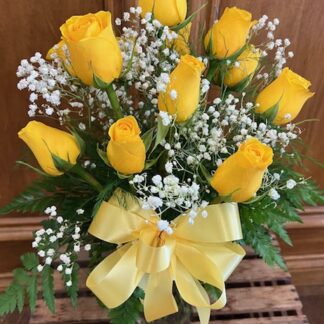 Dozen Yellow Roses Vased