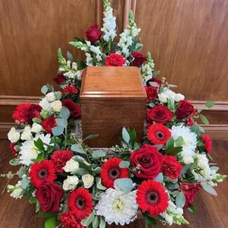 Lutz Red and White Urn Arrangement