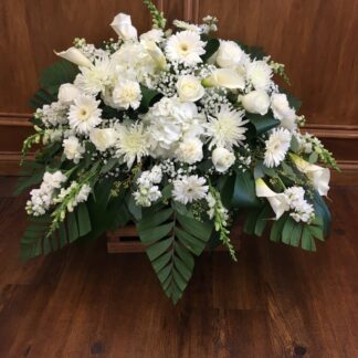 Lutz White Serenity Casket Spray