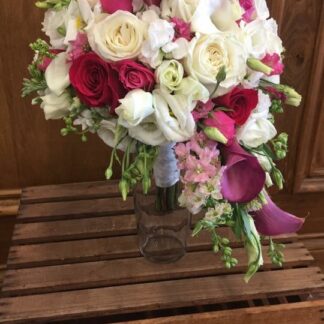 Hot Pink & White Cascading Bouquet