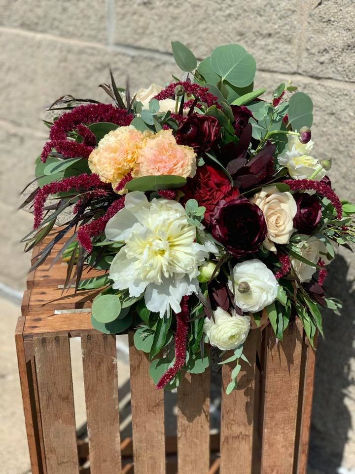 Apricot & Burgundy Bouquet