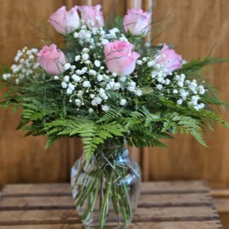 Half Dozen Pink Roses