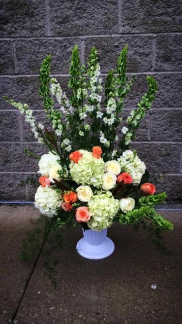 White & Orange Ceremony Flowers