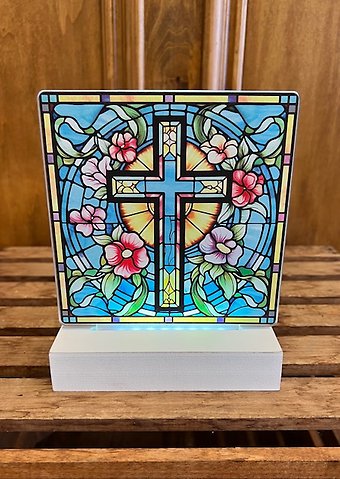 Stained Glass Light Up Acrylic Cross