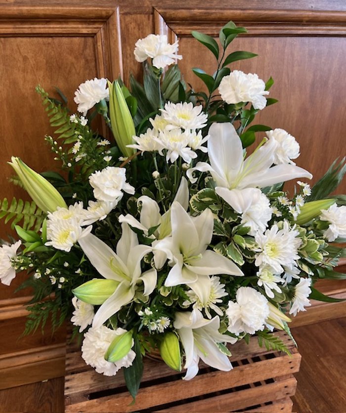 Peaceful White Lily Basket