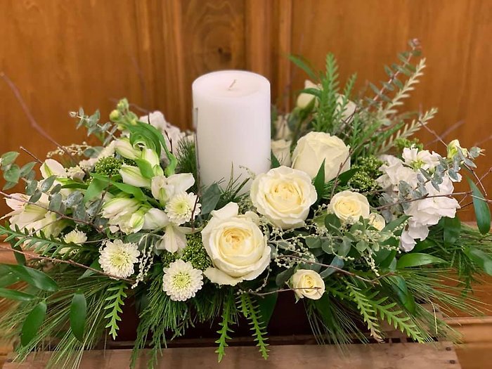 White Christmas Box Centerpiece