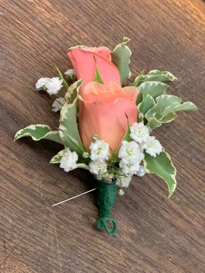 Coral Spray Rose Boutonniere