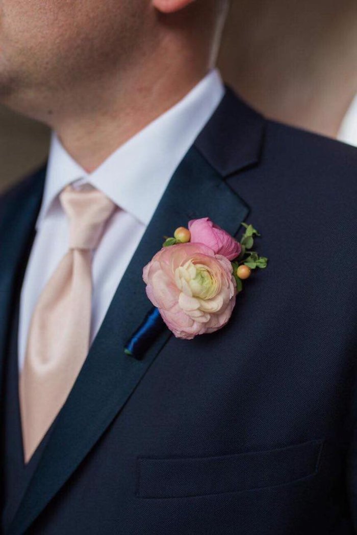 Pink ranunculus Boutonniere