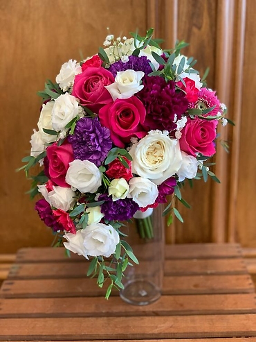 Hot pink, White & Purple Cascading Bouquet