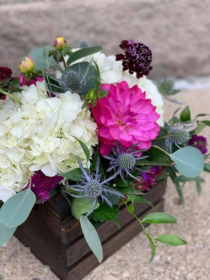 Wooden Box Of Flowers