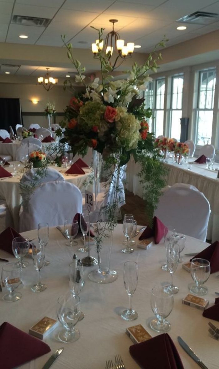 Tall White, Orange & Green Centerpiece
