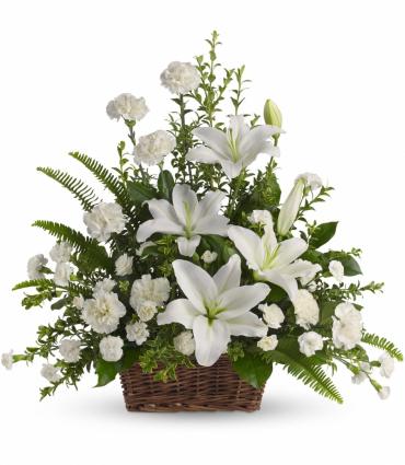 Peaceful White Lily Basket
