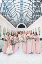 Pink bouquets & bridesmaids