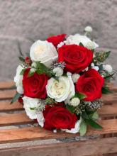 White & Red Rose Bouquet