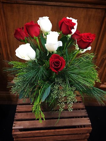 Dozen Roses with Christmas