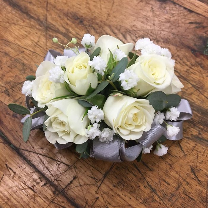 Silver & white Corsage