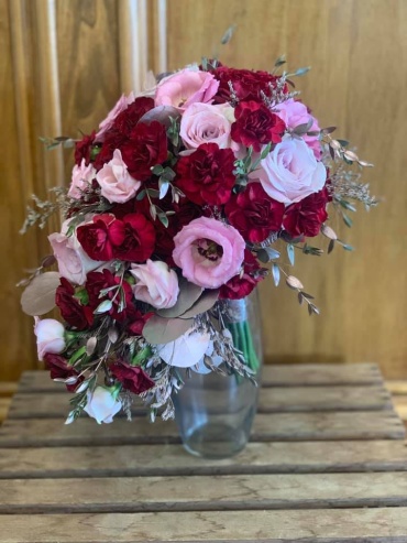 Pink & Burgundy Cascading Bouquet