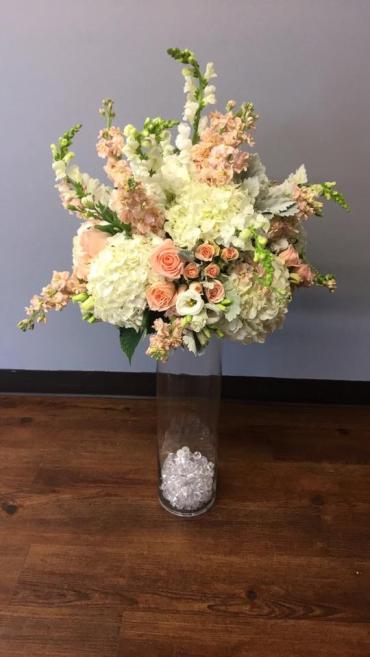 Tall Touch Of Peach Centerpiece