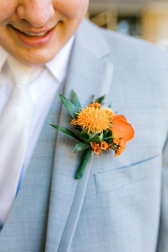Safflower boutonniere