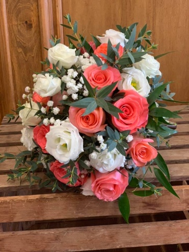 White & Coral Bouquet