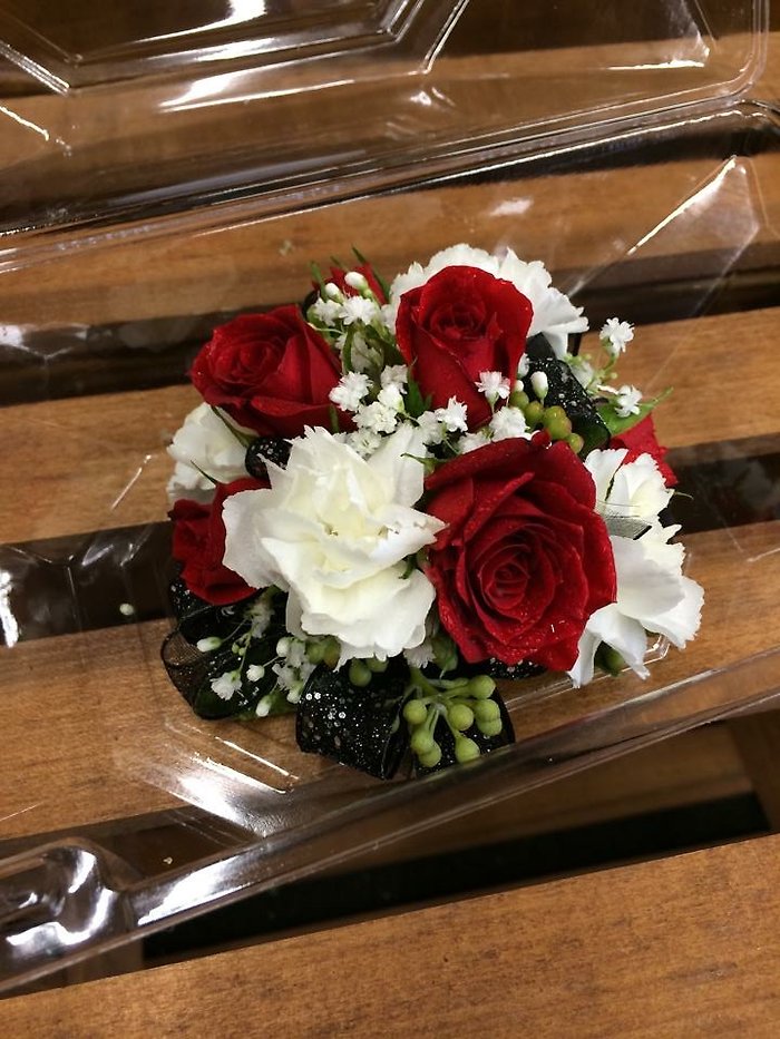 Lutz Red & White Corsage
