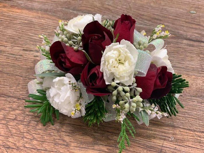Red & White Winter Corsage