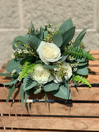 Three White Rose Bouquet