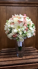 Peach & White Rose Lily Bouquet